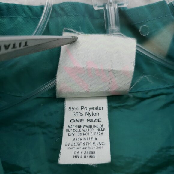 Vintage 90s SURF STYLE Windbreaker Jacket 1/4 Zip Iridescent Blue Green ONE SIZE - Picture 6 of 6